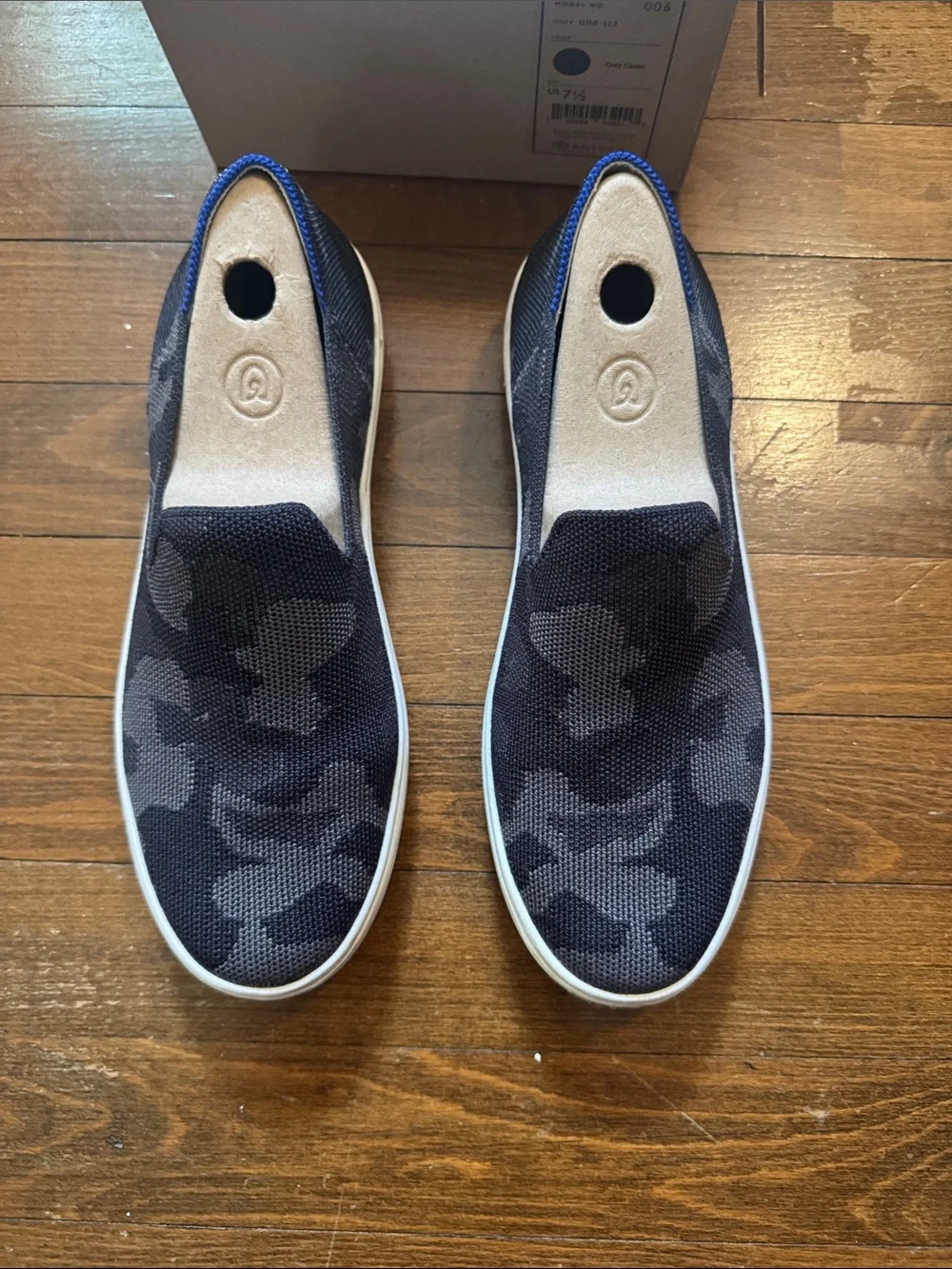 Women’s Rothy’s Slip-On Knit Casual Shoes - Black and Grey Camouflage